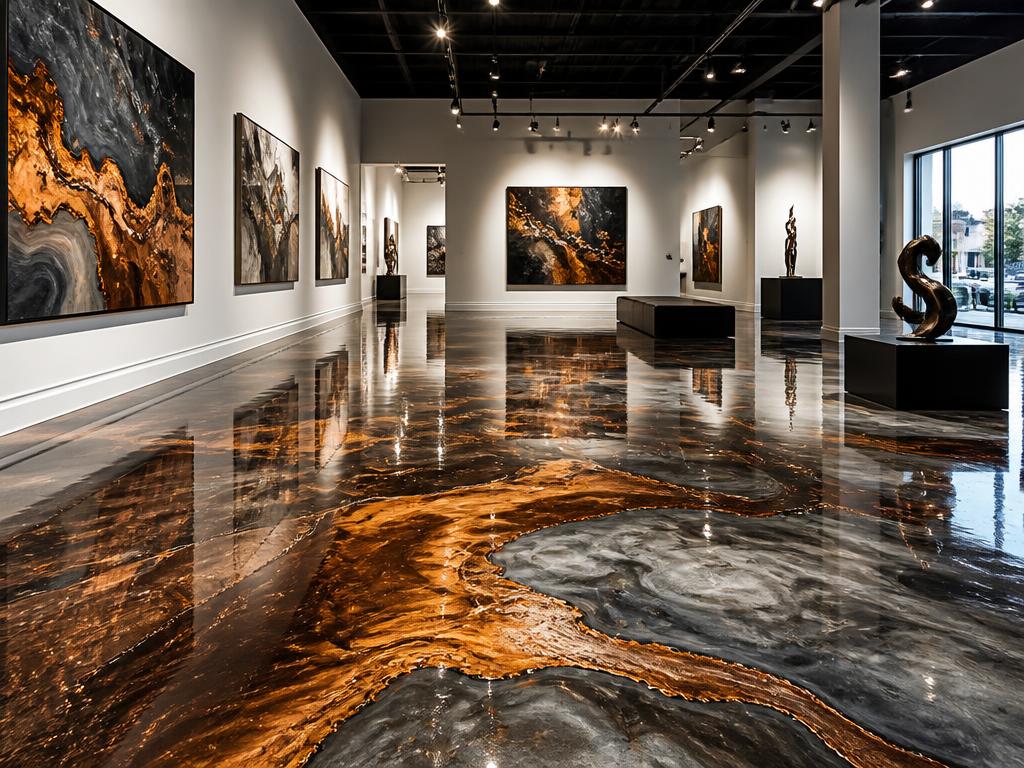 Abstract Gallery Floor epoxy flooring installation