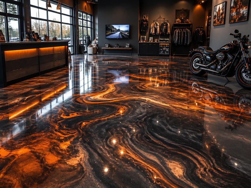 Ember Swirl Showroom epoxy flooring installation